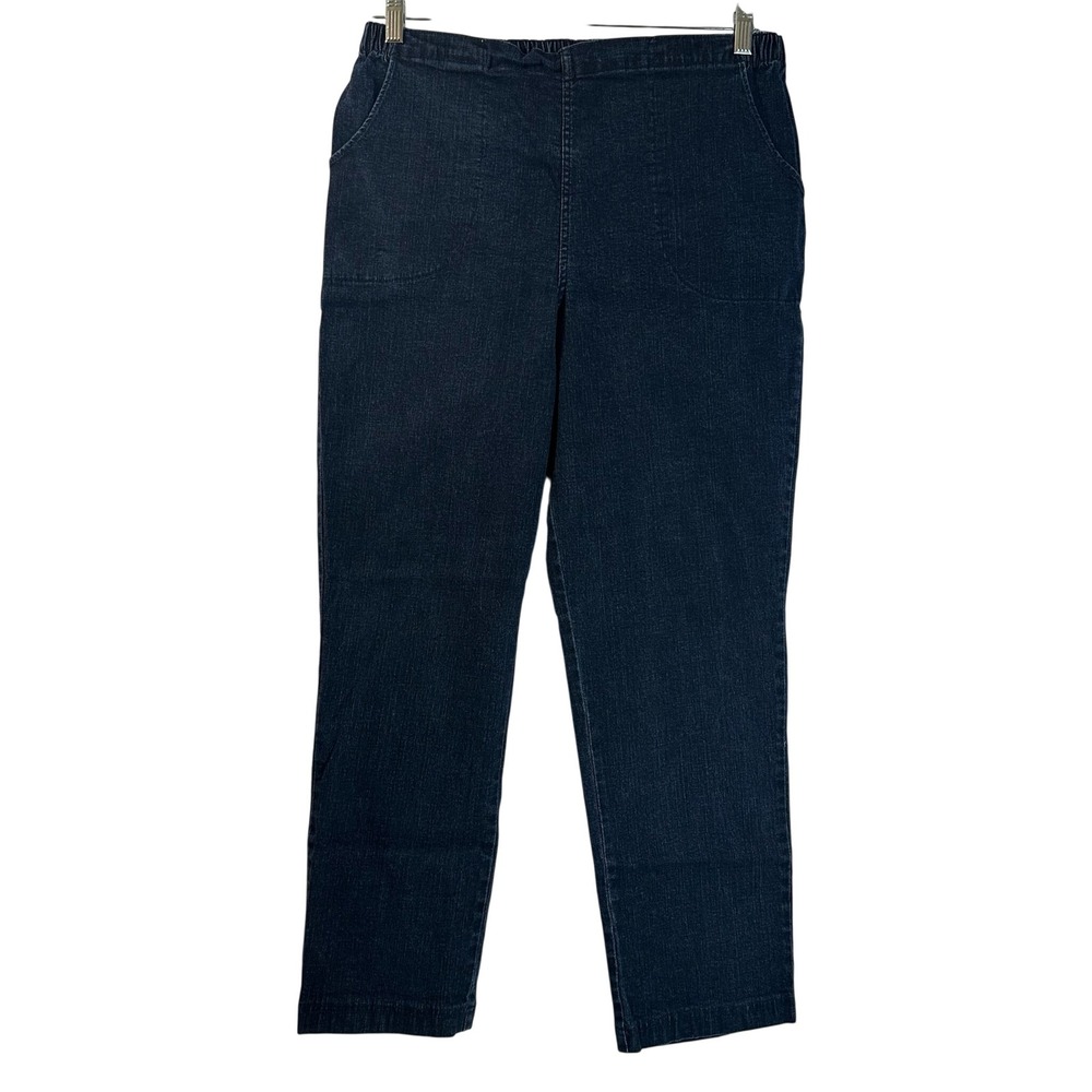 Croft & Barrow Dark Wash Pull On Stretch Denim Pants Large Short High Rise